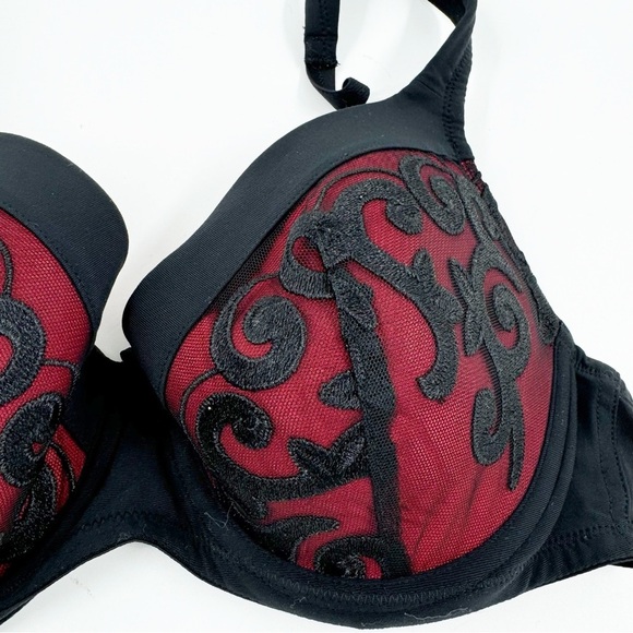 ✅ SOMA Intimates 34C Allura Baroque Bra Black/Red Lace Overlay - Picture 3 of 5